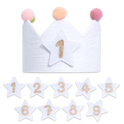 Reusable Birthday Crown with Interchangeable Numbers 1-9 - Pink, Peach & Green - Variation of 1-9hat