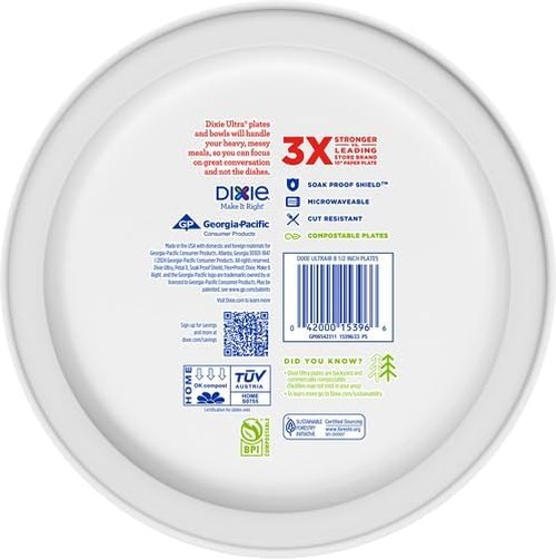 Dixie Ultra Disposable Paper Plates - 8.5 Inch Lunch & Dinner Size - 300 Count (10 Packs)