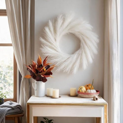 White Pampas Grass Christmas Garland 2 Pack - 7.2Ft Artificial Holiday Decor