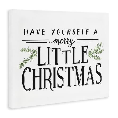 Merry Little Christmas Holiday Word Canvas Art - 24x30 Inches, Stretched Wall Decor