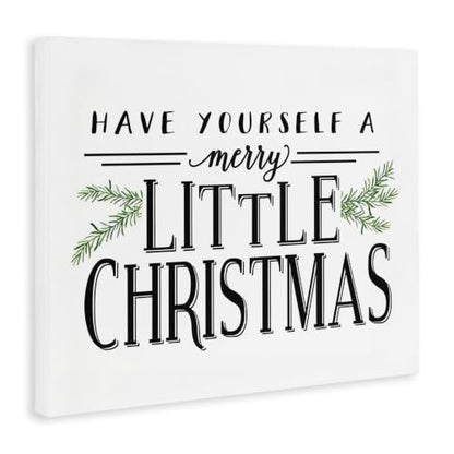 Merry Little Christmas Holiday Word Canvas Art - 24x30 Inches, Stretched Wall Decor