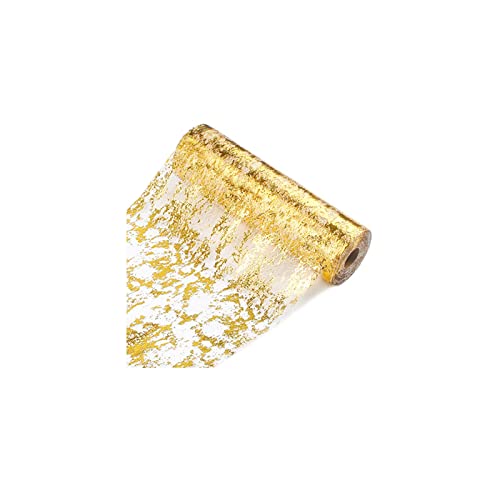 Gold 100ft Glitter Metallic Mesh Table Runner Roll for Wedding Party Decor - Sunlunckystar