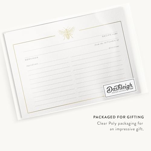Gold Foil Bee Recipe Cards Set - 50 Double-Sided Kitchen Gift