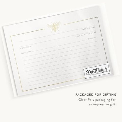 Gold Foil Bee Recipe Cards Set - 50 Double-Sided Kitchen Gift