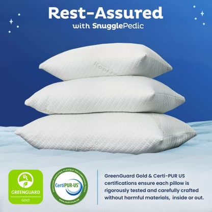 Snuggle-Pedic Body Pillow for Adults w/Navy Pillowcase - Pregnancy Pillows w/Shredded Memory Foam - Firm Maternity Side Sleeper Pillow for Adults - Long Cuddle Pillow for Bed - 20x54