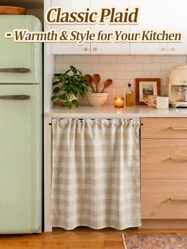 Aulock Dishwasher Cabinet Curtain with Adjustable Magnetic Rod - Beige