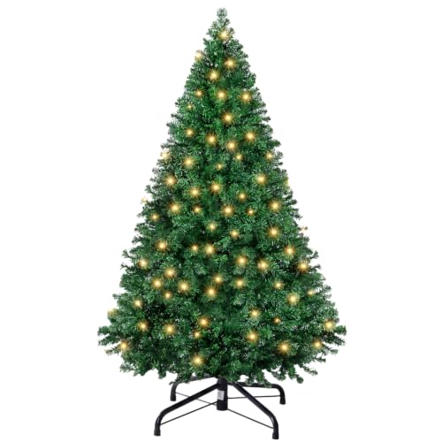 Pre-Lit Artificial Christmas Tree 4.5 Ft Light Green with 8 Lighting Modes