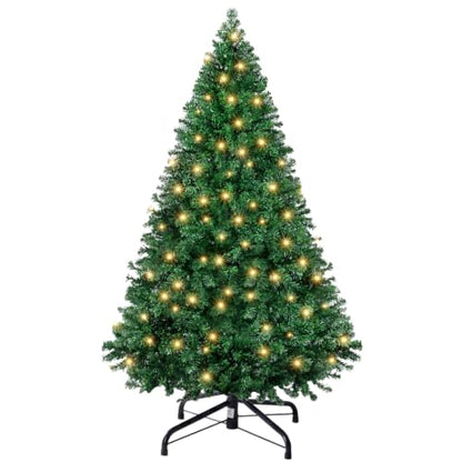 Pre-Lit Artificial Christmas Tree 4.5 Ft Light Green with 8 Lighting Modes