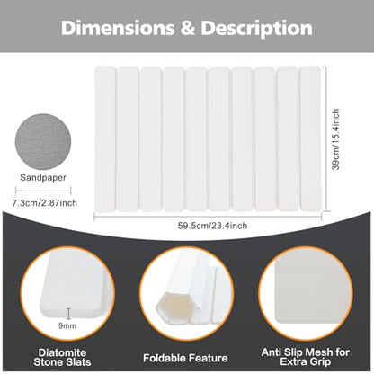 White Foldable Diatomaceous Bath Mat 23.6x15.4 Inches, 2-Pack