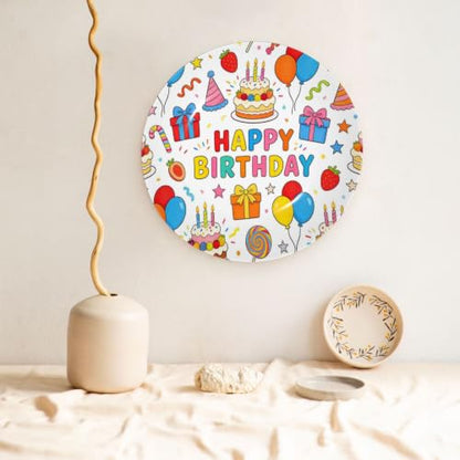 Happy Birthday Decorative Ceramic Plate with Stand - 6 Inch Wall or Table Display