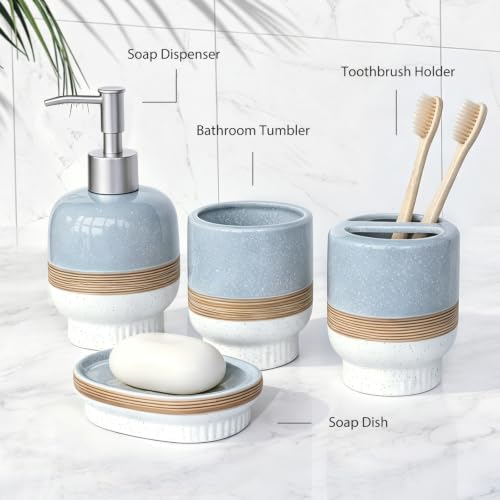 White Ceramic Bathroom Accessories Set, 4 Pieces - Modern & Elegant