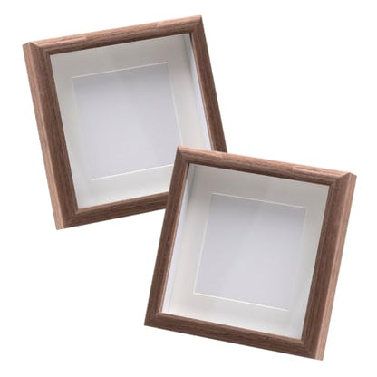 Small Shadow Box Picture Frame Set - 6x6 Inch Walnut Finish, 2 Pack