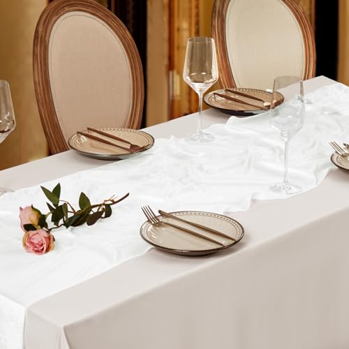 Velvet Ivory White Table Runner 20x120 Inch - Elegant Dining Decor