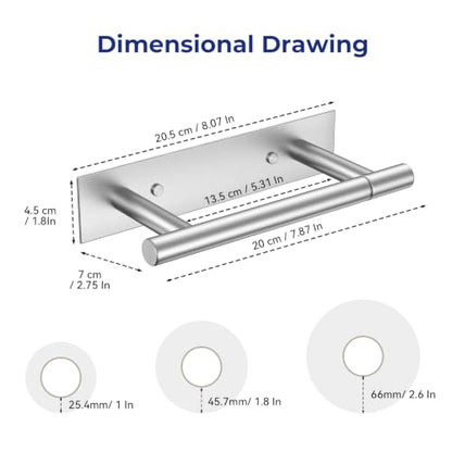 Brushed Nickel Toilet Paper Holder Wall Mount Double Pivoting Post SUS304 Stainless Steel