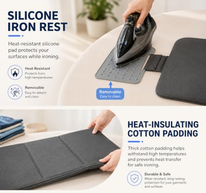 Foldable Clothes Steamer Board 35.62 x 15.75 Inch Portable Ironing Mat with Silicone Rest