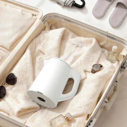 White 0.8L Travel Electric Kettle Portable Hot Water Boiler