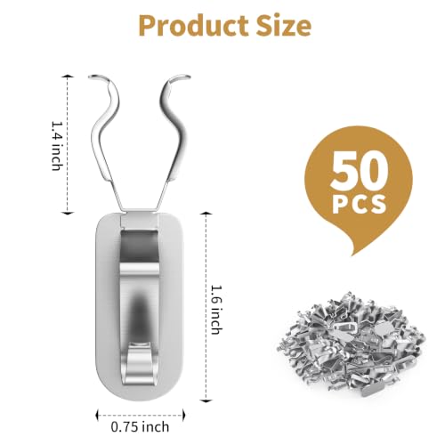 50 Metal Christmas Light Clips Silver for Roof, Gutter, Shingle, C9 Bulbs