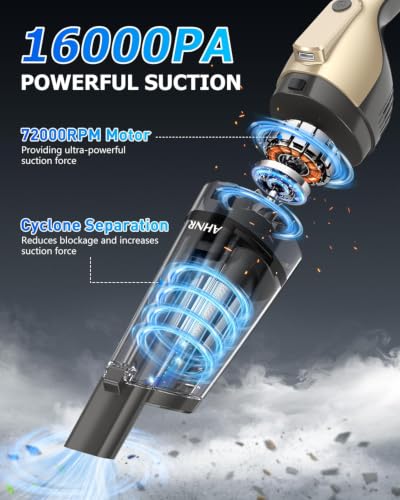 Cordless Handheld Car Vacuum Cleaner with Powerful 16KPA Suction & Accessories