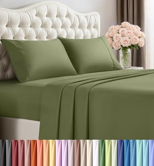 Utopia Bedding California King Size Sheet Set – 4 Piece Bed Sheets, Soft and Breathable Microfiber, Includes 1 Fitted Sheet, 1 Flat Sheet and 2 Pillowcases – Oeko Tex (Olive)