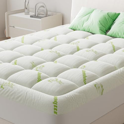 Twin Size Bamboo Rayon Mattress Topper with Deep Pocket Fit