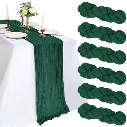 Emerald Green Cheesecloth Table Runner 6 Pack 10Ft - Elegant Boho Decor