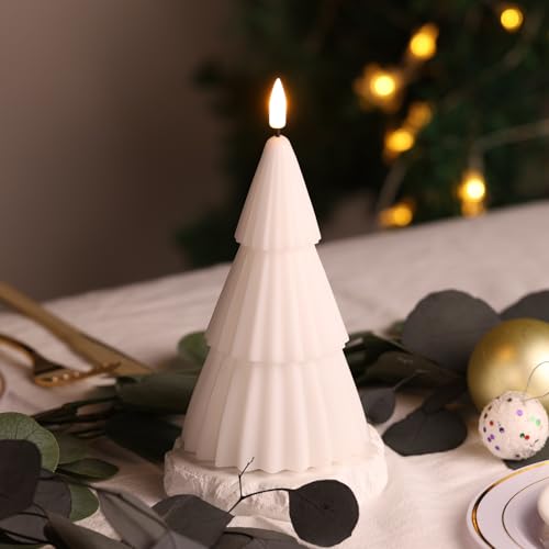 Flameless Christmas Tree Candles with Remote (Set of 2) - White, Pink, Green, Red - 2 AAA/3 AAA Battery Operated