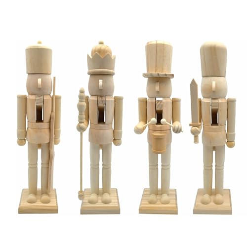Unfinished Christmas Nutcrackers Figurine - Wooden Craft Decor, 38cm, Variation A