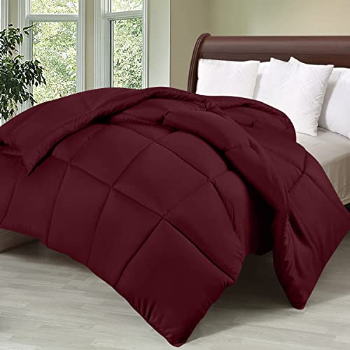 Utopia Bedding Comforter Duvet Insert, Quilted Comforter with Corner Tabs, Box Stitched Down Alternative Comforters Queen Size (Burgundy, Pack of 4)