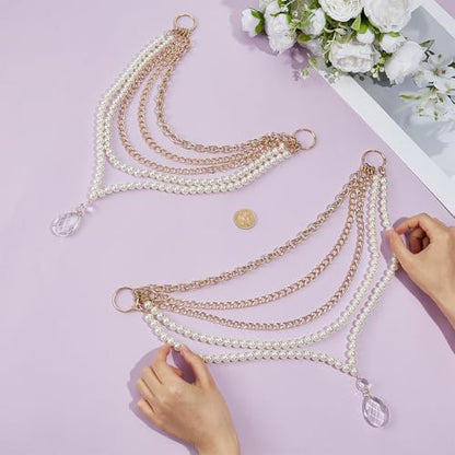 Pearl Chain Curtain Tiebacks - Gold Beaded Drapery Holdbacks with Metal Clasp - 10 Pack, 5 Styles - Pearl Variation of THIS listing