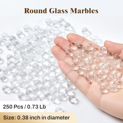 250 Pack Clear Glass Marbles for Vase Filler Decorative Crafts and Events