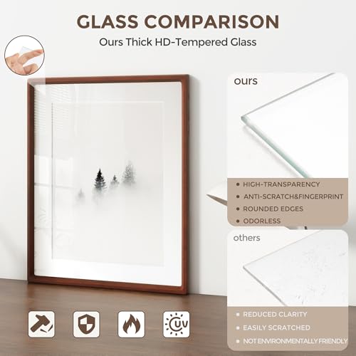 Mahogany Picture Frame Set 12x16 - USA-Sourced Hardwood Wall Photo Frames - Set of 2