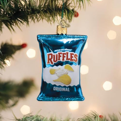 Glass Blown Christmas Ornament - Ruffles Chips Snack Collection, Handcrafted Holiday Decor