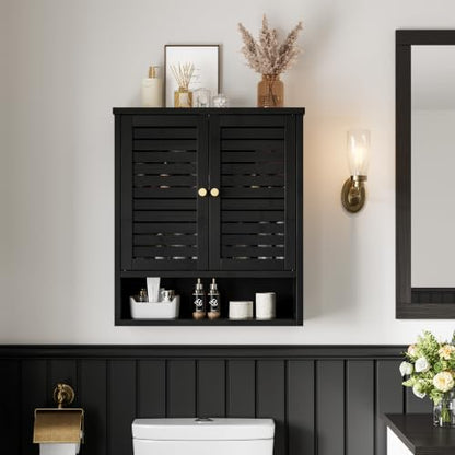 Garvee Bathroom Wall Cabinet with Storage - 23.3" W Black Variation