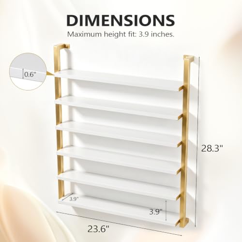 White & Gold 6-Tier Nail Polish Wall Rack Organizer Display Shelf