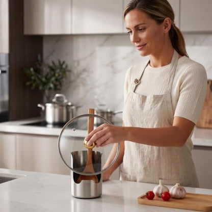 Multi-Functional Kitchen Utensil & Lid Holder Stainless Steel Vertical Rack