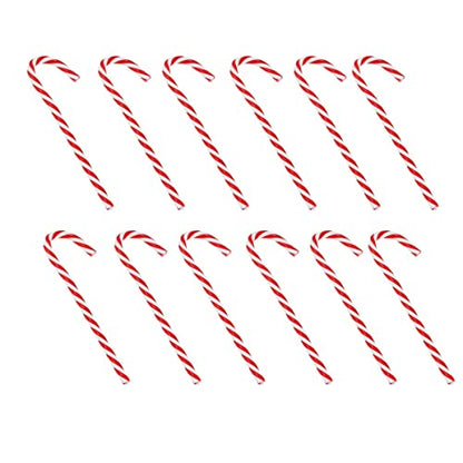 Plastic Candy Cane Christmas Ornaments - 12 Pack, Red & White Holiday Decor