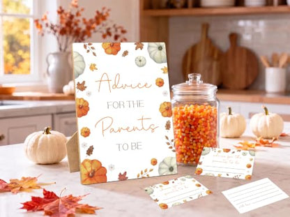 Pumpkin Baby Shower Games Set - Fall Gender Reveal Party Activities