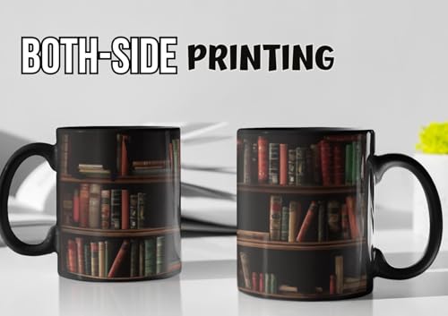 Heat Sensitive Cat Mug - Funny Book Lover Gift for Bookworms, 12oz