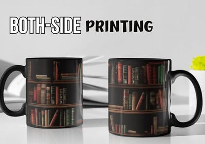 Heat Sensitive Cat Mug - Funny Book Lover Gift for Bookworms, 12oz