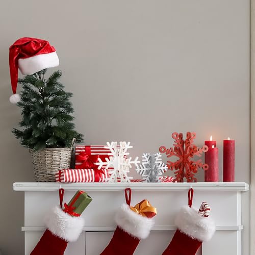 Yousoontic 12-Piece 3D Wooden Snowflake Decor Set - Red & White Table Centerpieces