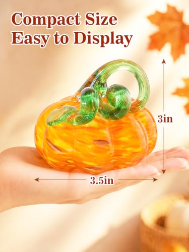 Handblown Glass Pumpkin Decor for Fall Table and Mantel Display