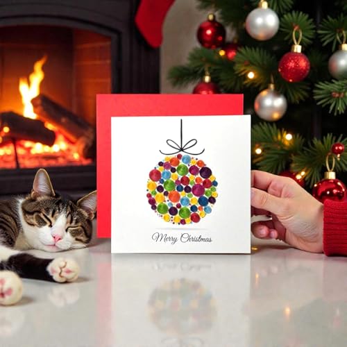 Colorful Handmade Quilling Christmas Card with Envelope - Holiday Greeting Card