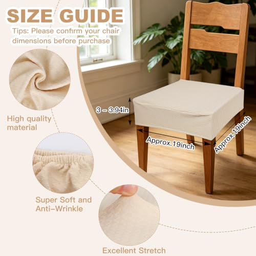 Waterproof Dining Chair Seat Cover Beige No Rear Covers - Easy Clean & Pet-Friendly