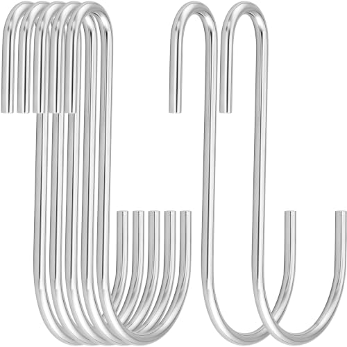 Heavy Duty 4 Inch Silver S Hooks Pack for Kitchen & Closet Organization