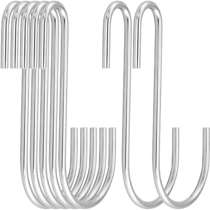 Heavy Duty 4 Inch Silver S Hooks Pack for Kitchen & Closet Organization