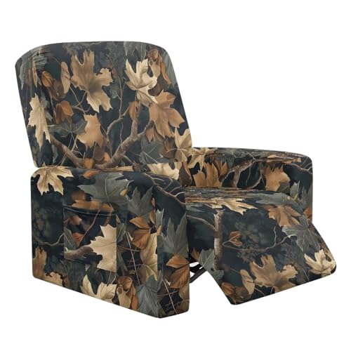 Washable Recliner Chair Cover Camo Leaves - Stretch & Pet-Friendly