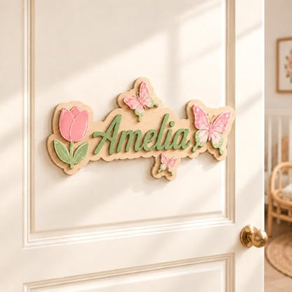 Personalized Nursery Name Sign - Fantasy & Princess Theme Wooden Wall Decor
