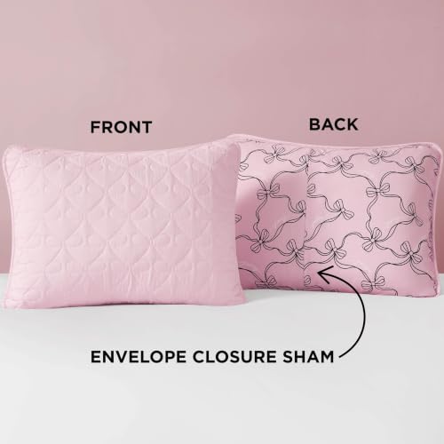 Juicy Couture Luxe Bow 3-Piece Quilt Set Full/Queen Light Pink - Reversible Bedding