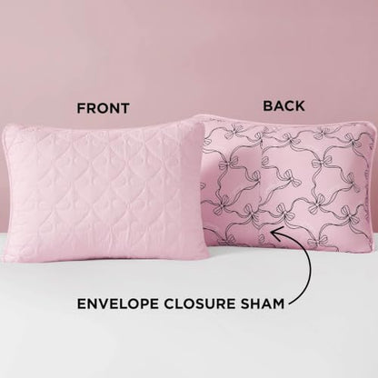 Juicy Couture Luxe Bow 3-Piece Quilt Set Full/Queen Light Pink - Reversible Bedding