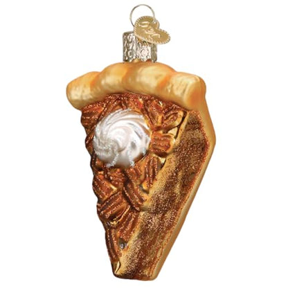 Pecan Pie Christmas Ornament - Hand-Painted Blown Glass Holiday Decor